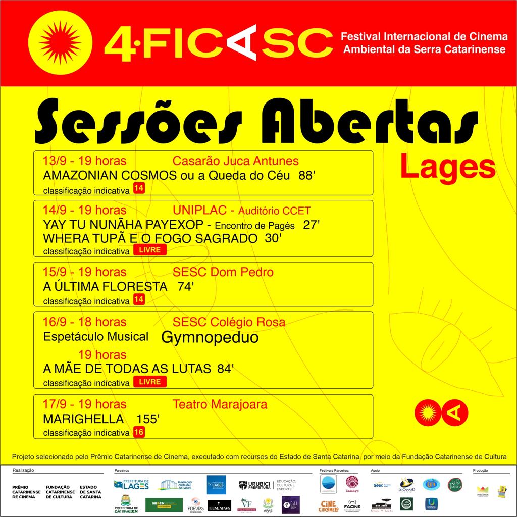 Espaços do Município receberão filmes do 4º Festival Internacional de Cinema Ambiental da Serra Catarinense